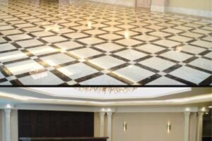 Elegancka posadzka marmurowa w geometrycznym wzorze czarno-białym - Metamar