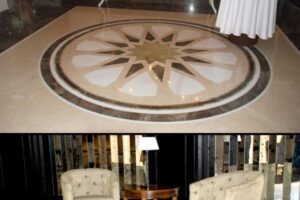 Podłoga z geometrycznym wzorem gwiazdy w kamieniu - Metamar