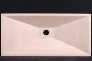 Beżowy umywalka prostokątna z otworem odpływowym. - Metamar