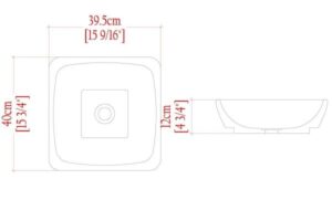 Schemat techniczny zlewozmywaka z wymiarami i widokami - Metamar