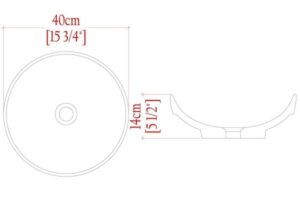 Schemat taśmy klejącej z wymiarem średnicy 40cm