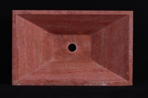 Prostokątna czerwona umywalka z otworem spustowym - Metamar