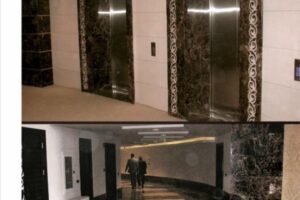 Eleganckie drzwi windy z lustrzanymi powierzchniami i marmurową dekoracją - Metamar