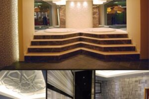 Schody marmurowe w holu z lustami i oświetleniem LED - Metamar