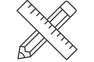 Ołówek i linijka skrzyżowane - ikona narzędzi do pisania