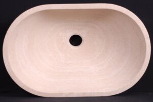 Beżowa umywalka kamienna, owal, otwór odpływowy - Metamar