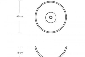 Schemat umywalki okrągłej z wymiarami 40 cm średnicy i 16 cm - Metamar