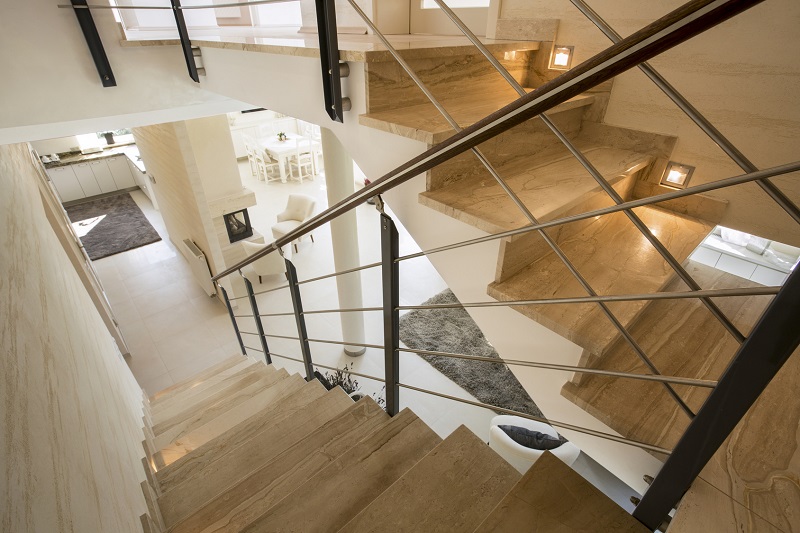 View of marble staircase in expensive house